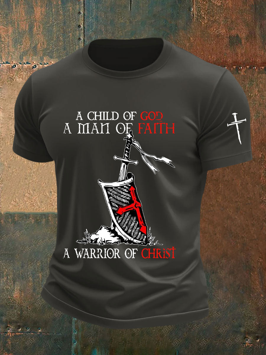 Men's A Man Of Faith Printed Casual T-shirt