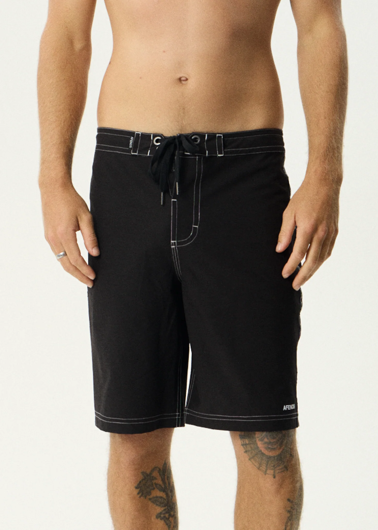 AFENDS Mens The Wreck - Fixed Waist Boardshort 20" - Black