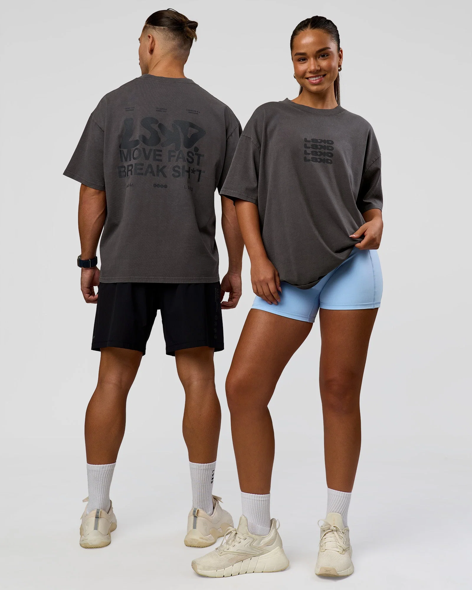 Move Fast Heavyweight Oversized Tee - Dark Storm Washed