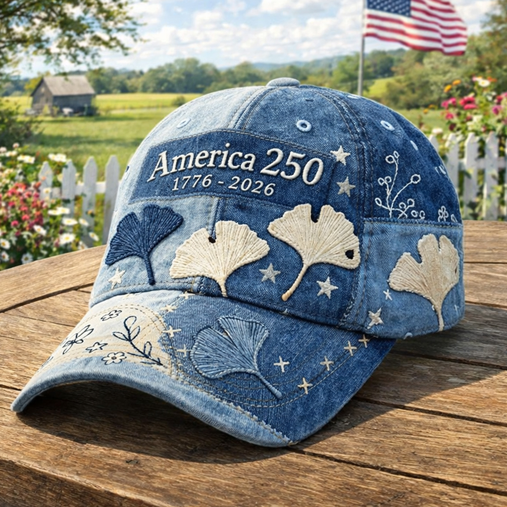 America 250th Anniversary Denim Baseball Cap 1776–2026 Embroidered Vintage Patriotic Hat