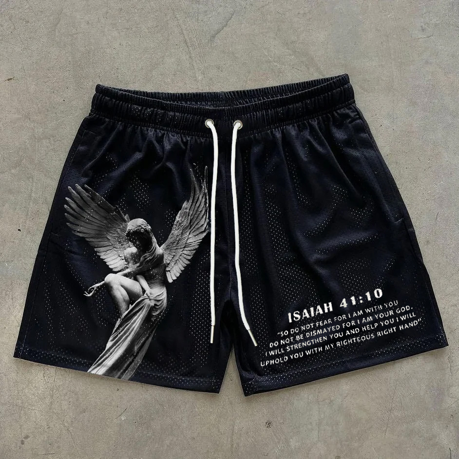 Angel Isaiah 41 10 Print Graphic Men's Mesh Shorts