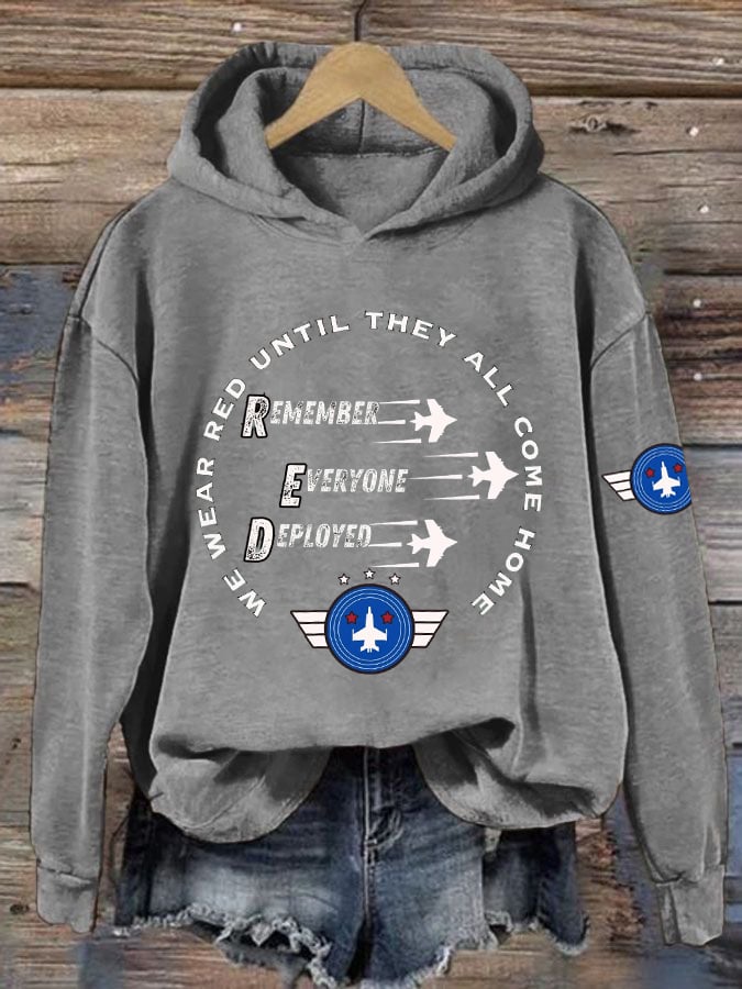 Women's On Fridays We Wear RED Print Hoodie