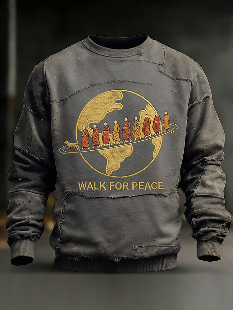 Men's Walk For Peace Art Casual Crew Neck Sweatshirt