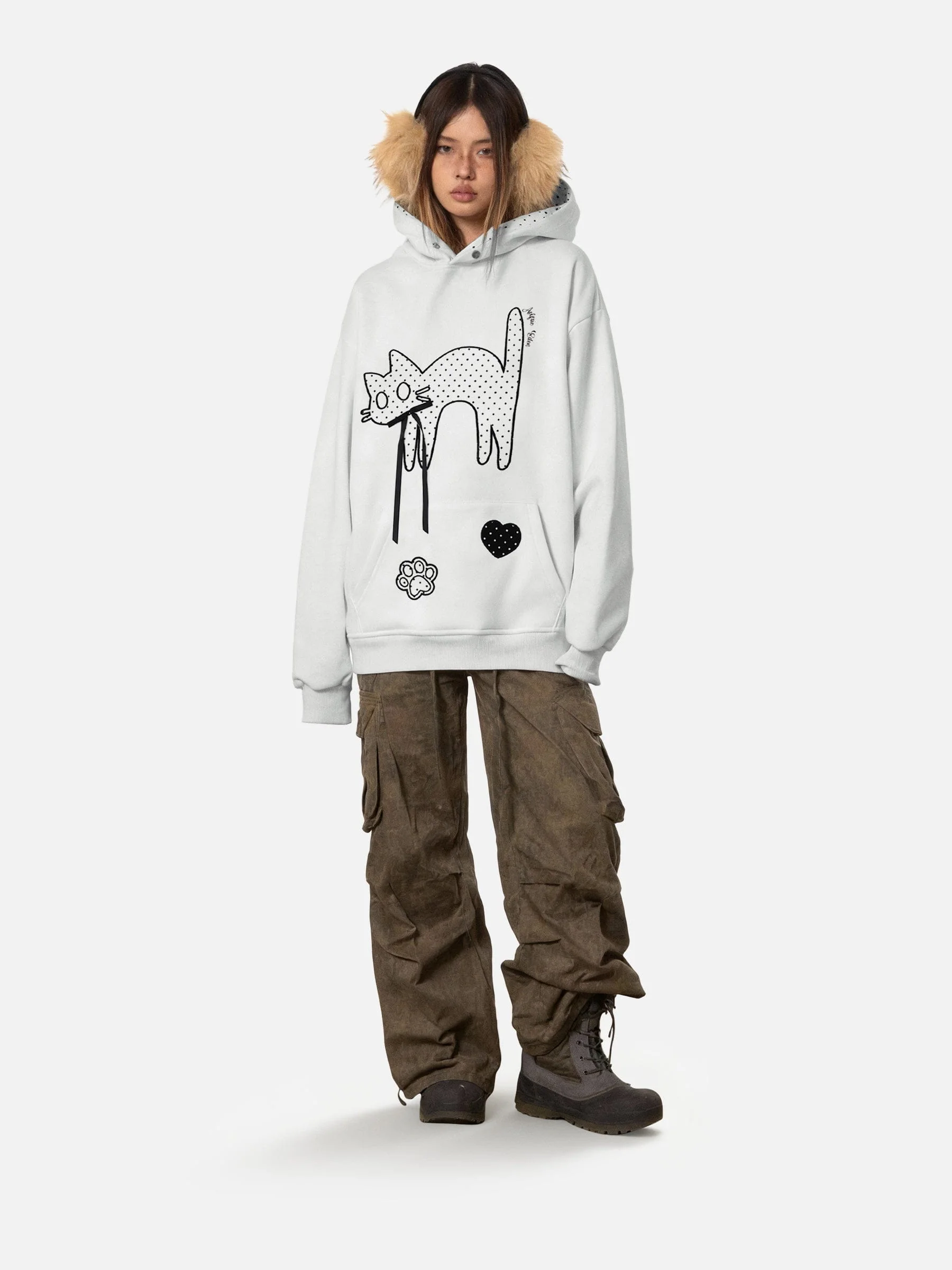 Aelfric Eden Polka Dot Cat Pullover Hoodie