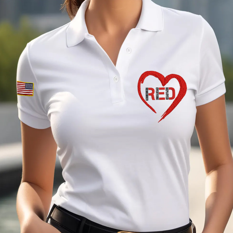 Women's Veteran Red Friday Print Polo T-Shirt