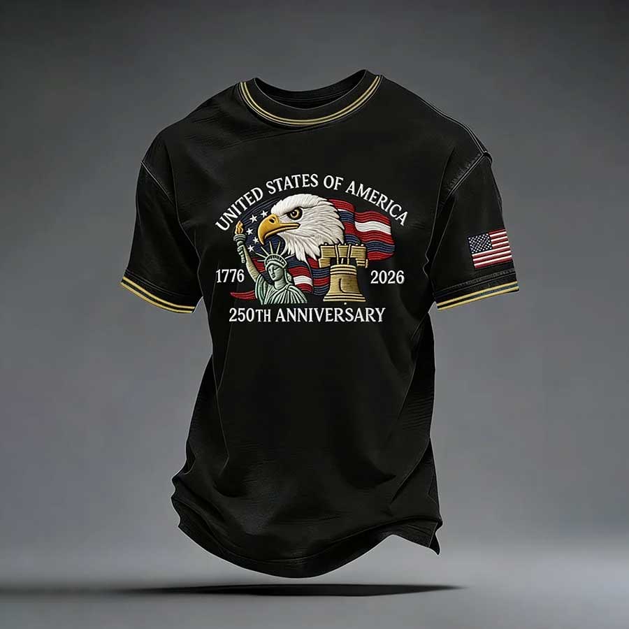 Men's America 250 – Red, White & Blue Sky Tribute Print Casual T-Shirt