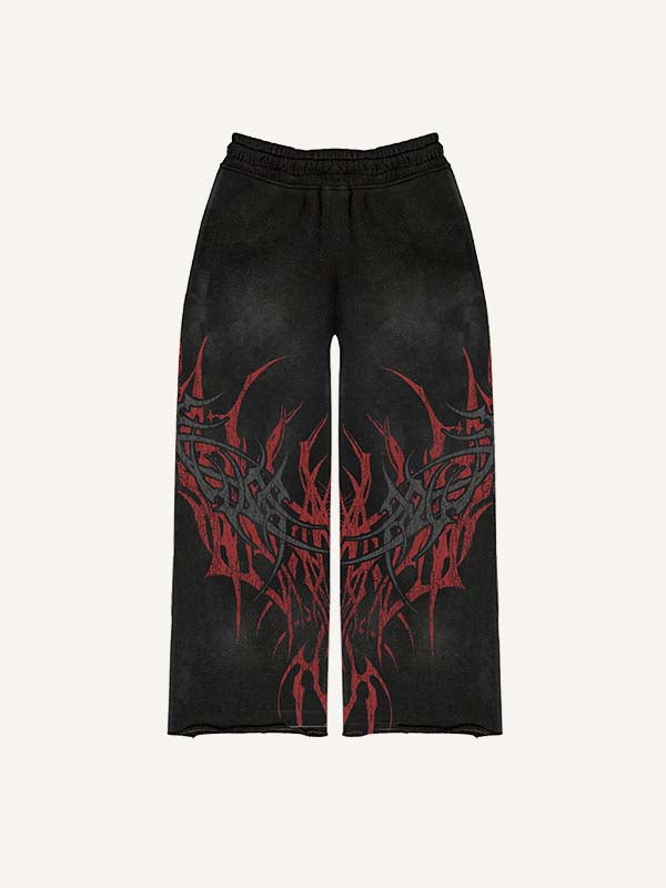 Graphic Print Elastic Waist Pants