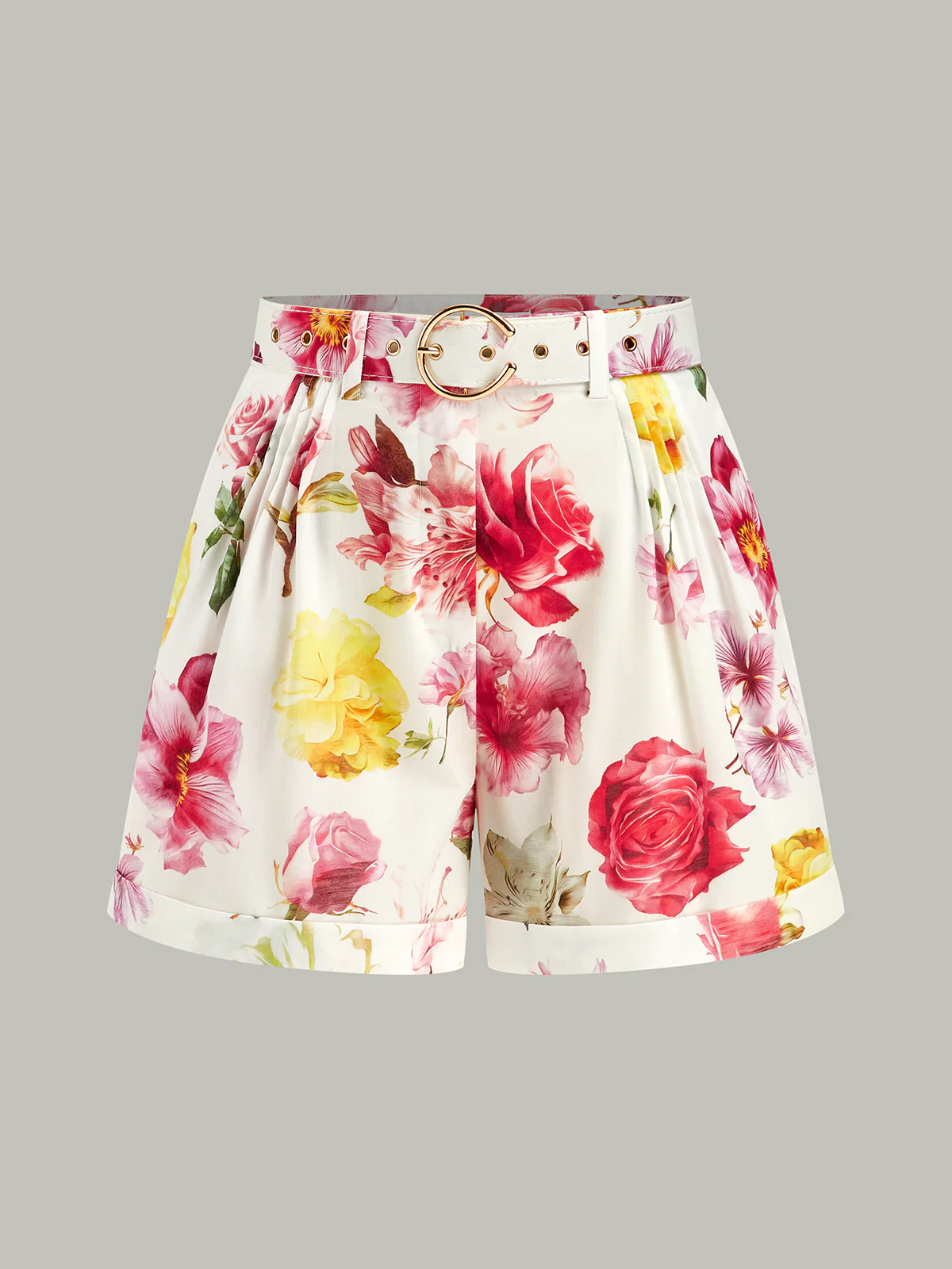 Floral-Printed Shorts With Belt