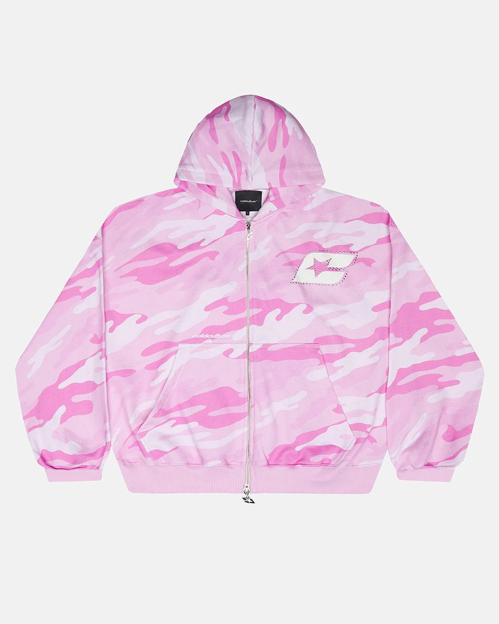 CAMO ZIP HOODIE PINK