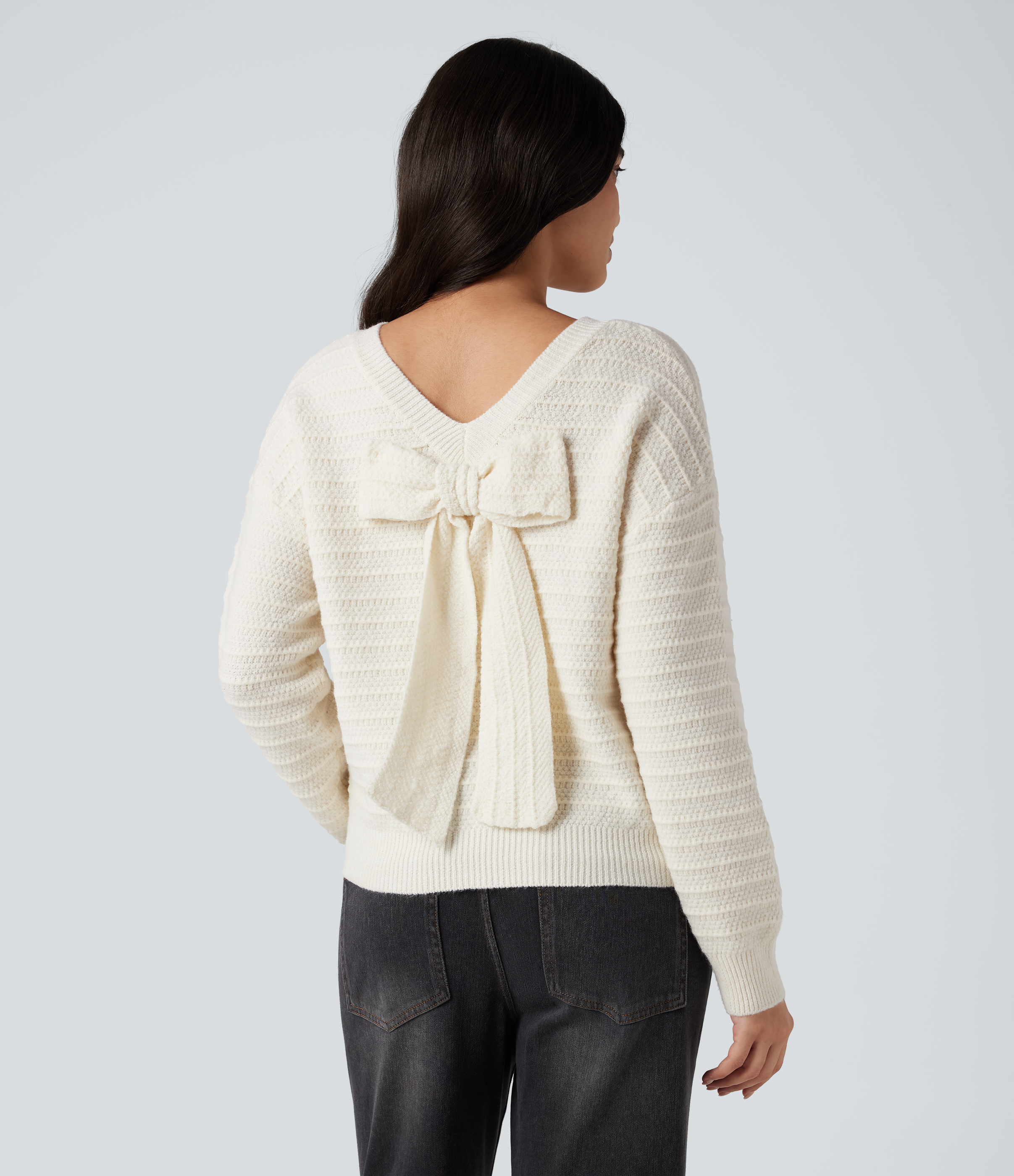 Long Sleeve Tie Back Work Sweater