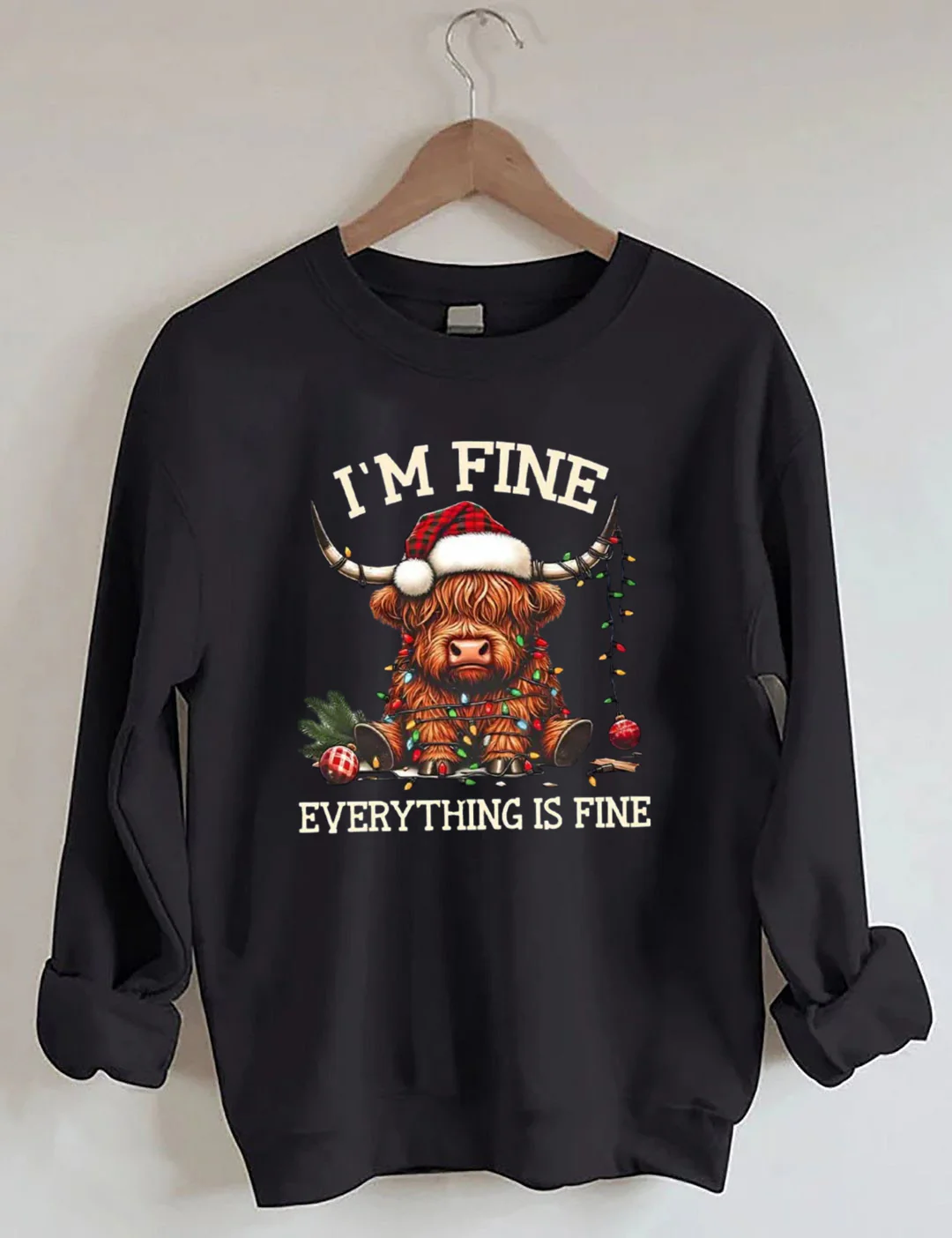 Christmas Lights Cow Sweatshirt