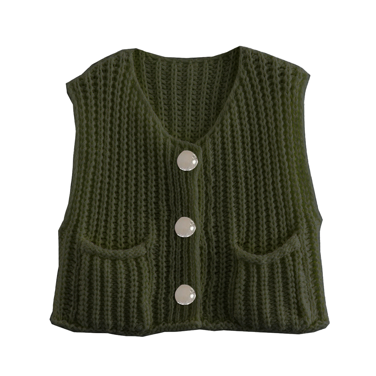 KatchMe Women's Slouchy Solid Color Knit Cap Sleeve Button Short Cardigan,Fall & Spring Outerwear,Fashion Ladies' Knit Clothing for Daily Wear