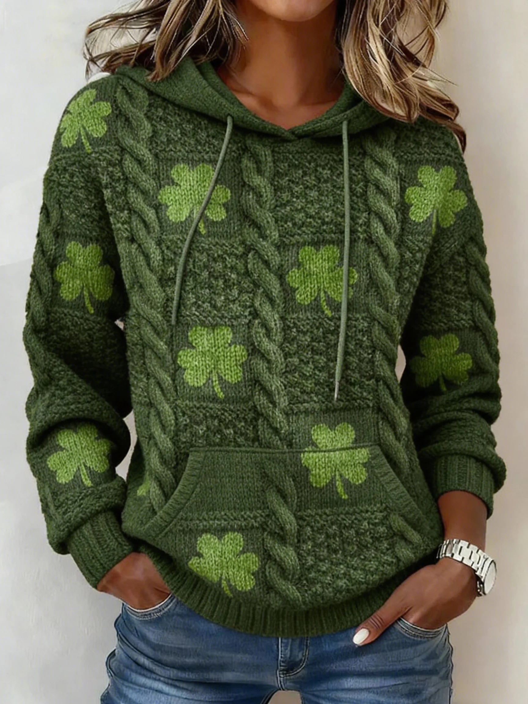 Women's St. Patrick's Day Shamrock Art Print Hoodie