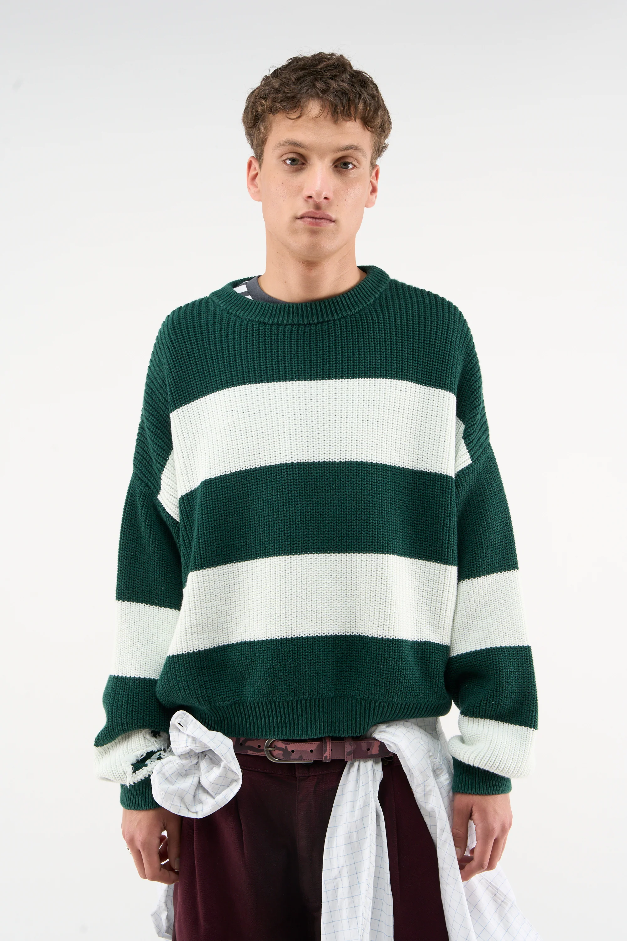 Hole Green & White Knit