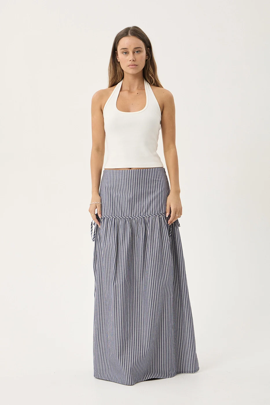 AFENDS Womens Nadia - Maxi Skirt - Navy Stripe