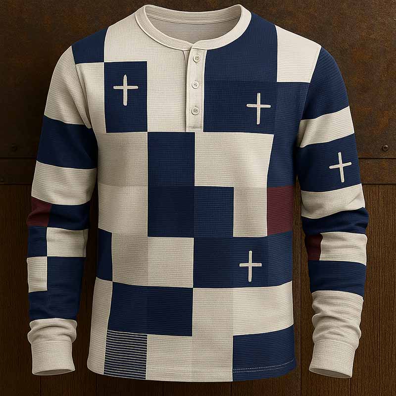 Faith Print Long-Sleeved Henley
