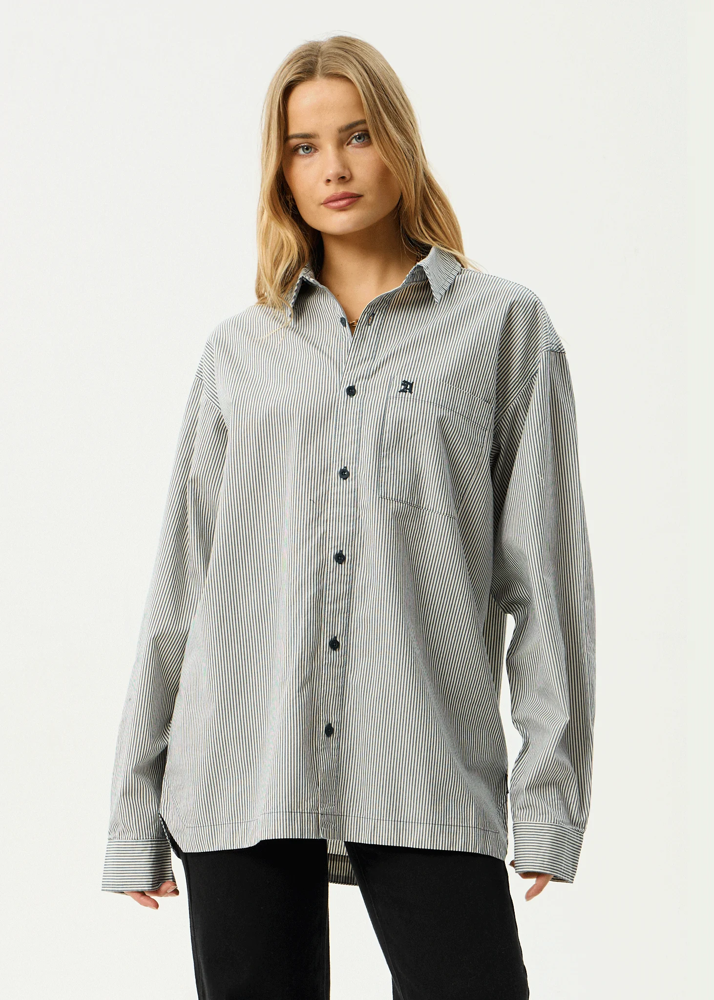 AFENDS Mens Bats - Oversized Striped Long Sleeve Shirt - Fuel