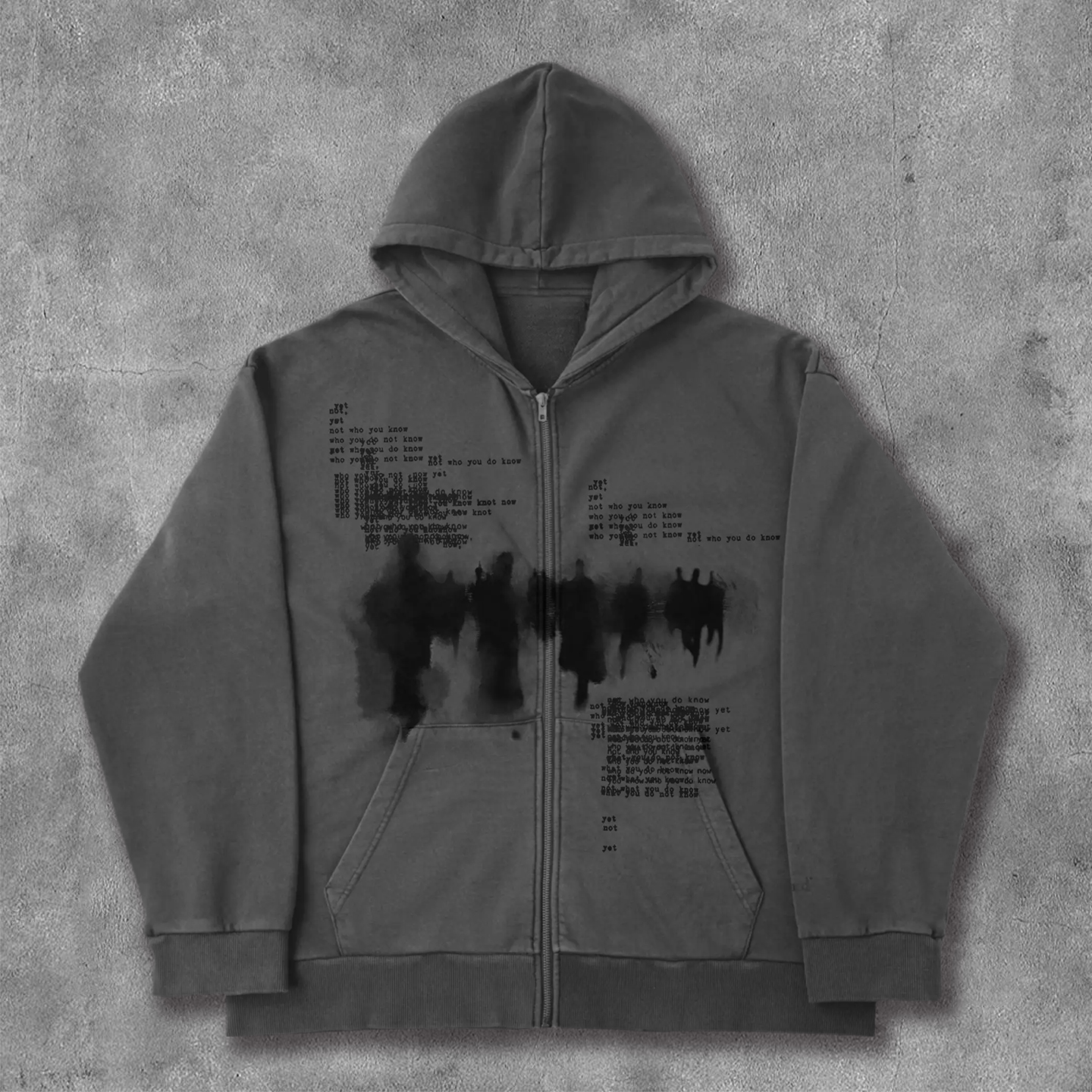 Not You Print Long Sleeve Zip Up Hoodies