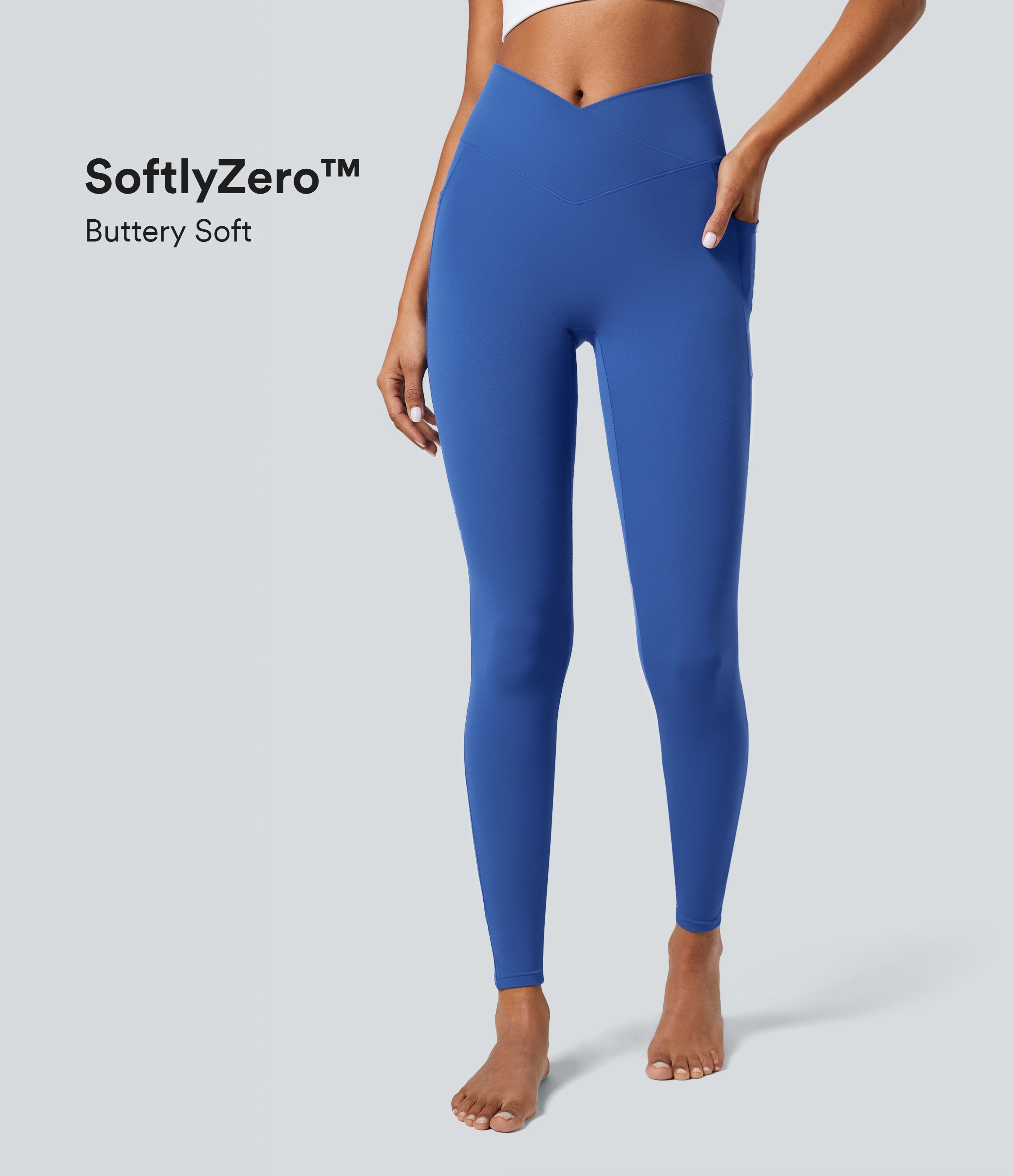 SoftlyZero™ Crossover Pocket Plain Leggings-UPF50+