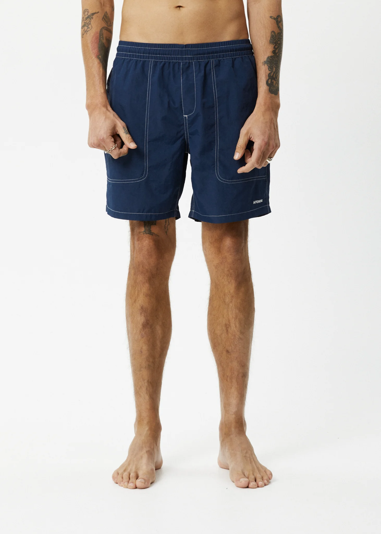 AFENDS Mens Baywatch - Swim Short 18" - Navy
