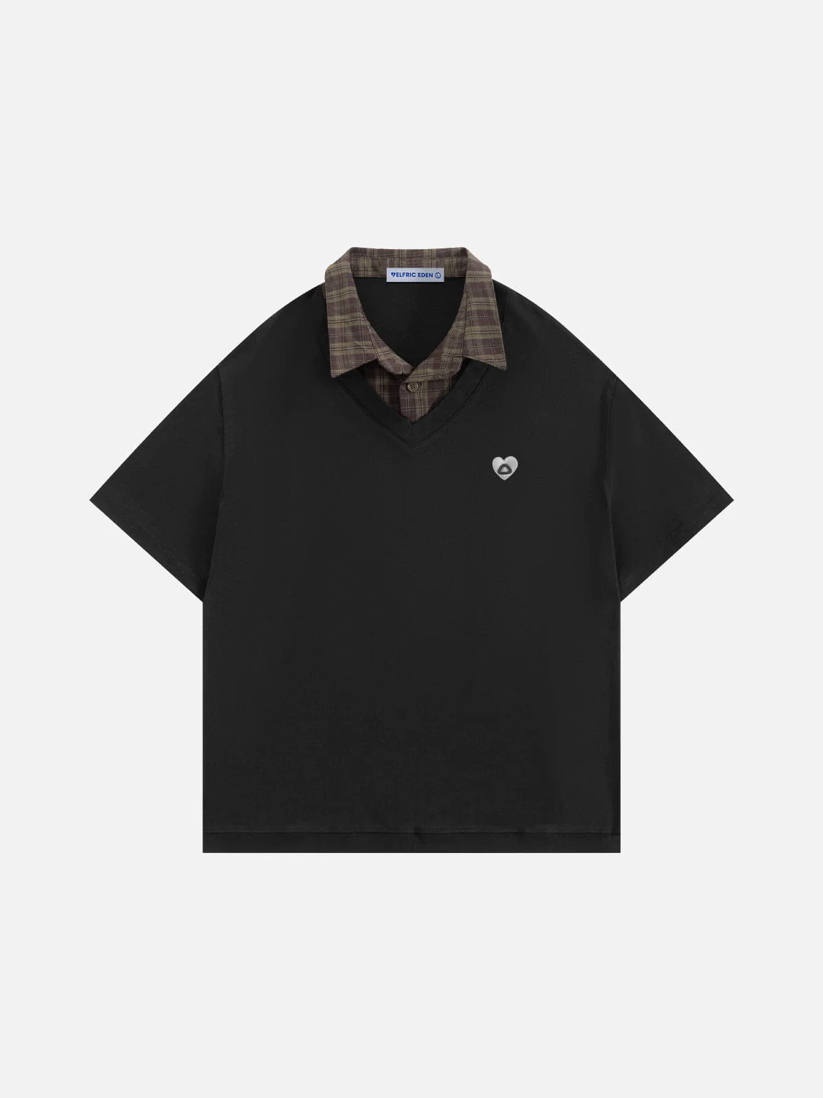 Aelfric Eden Boxy Layered Plaid Polo Tee