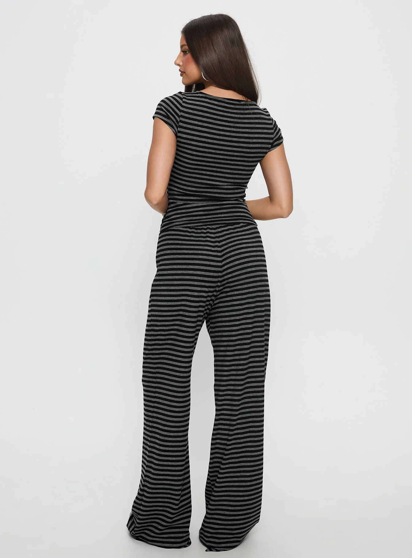Gavrielle Jersey Wide Leg Pants Stripe