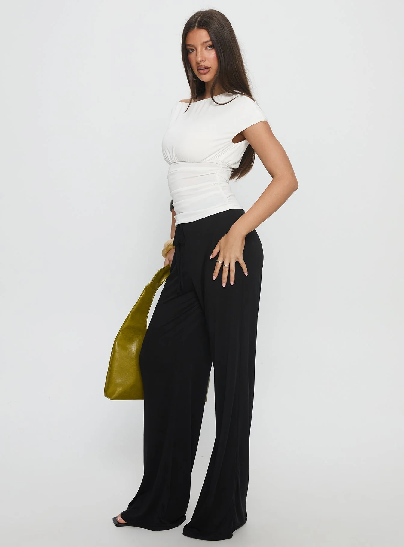Gavrielle Jersey Wide Leg Pants Black