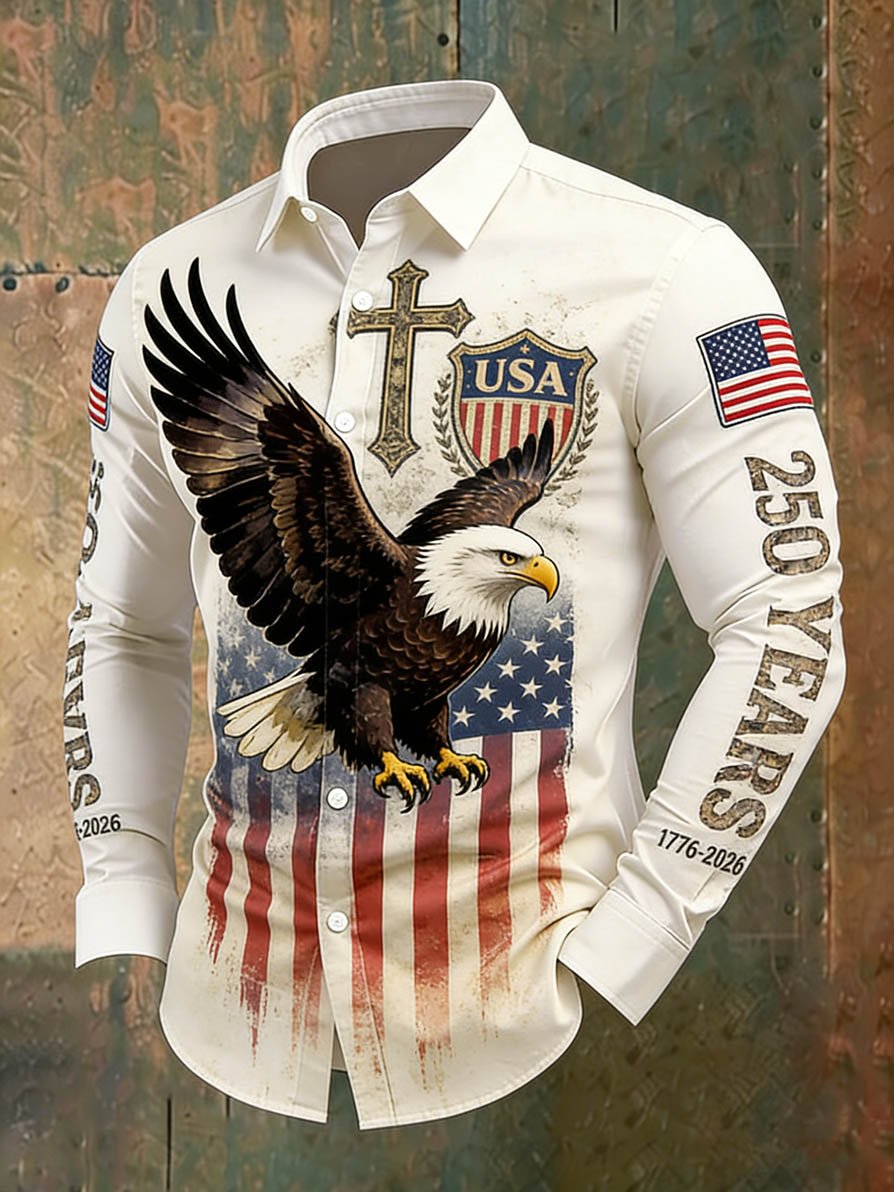 Men's Retro Faith American 250th Anniversary Long-Sleeved Shirt