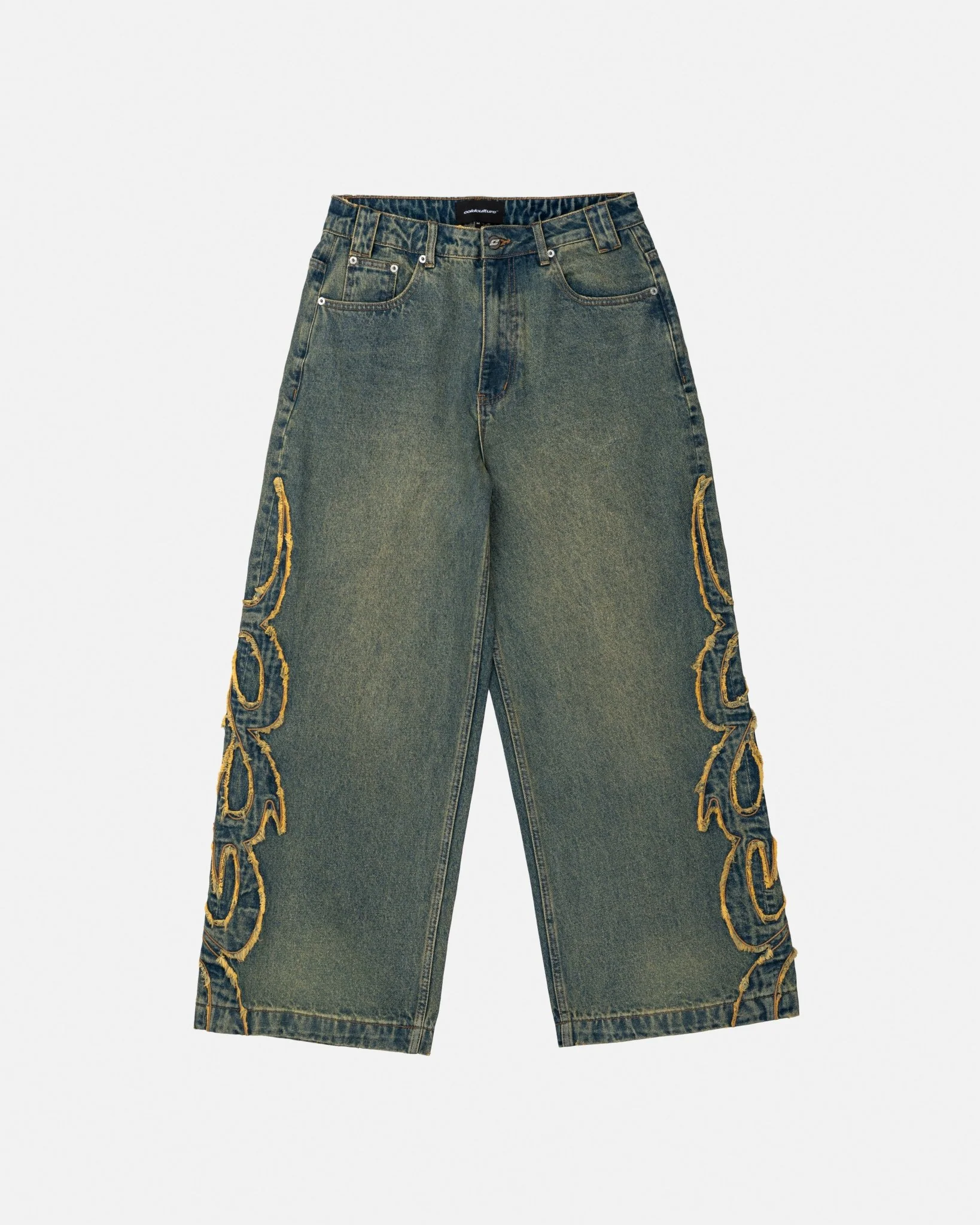 TRIBAL DISTRESSED V2 PANTS GREEN WASHED DENIM