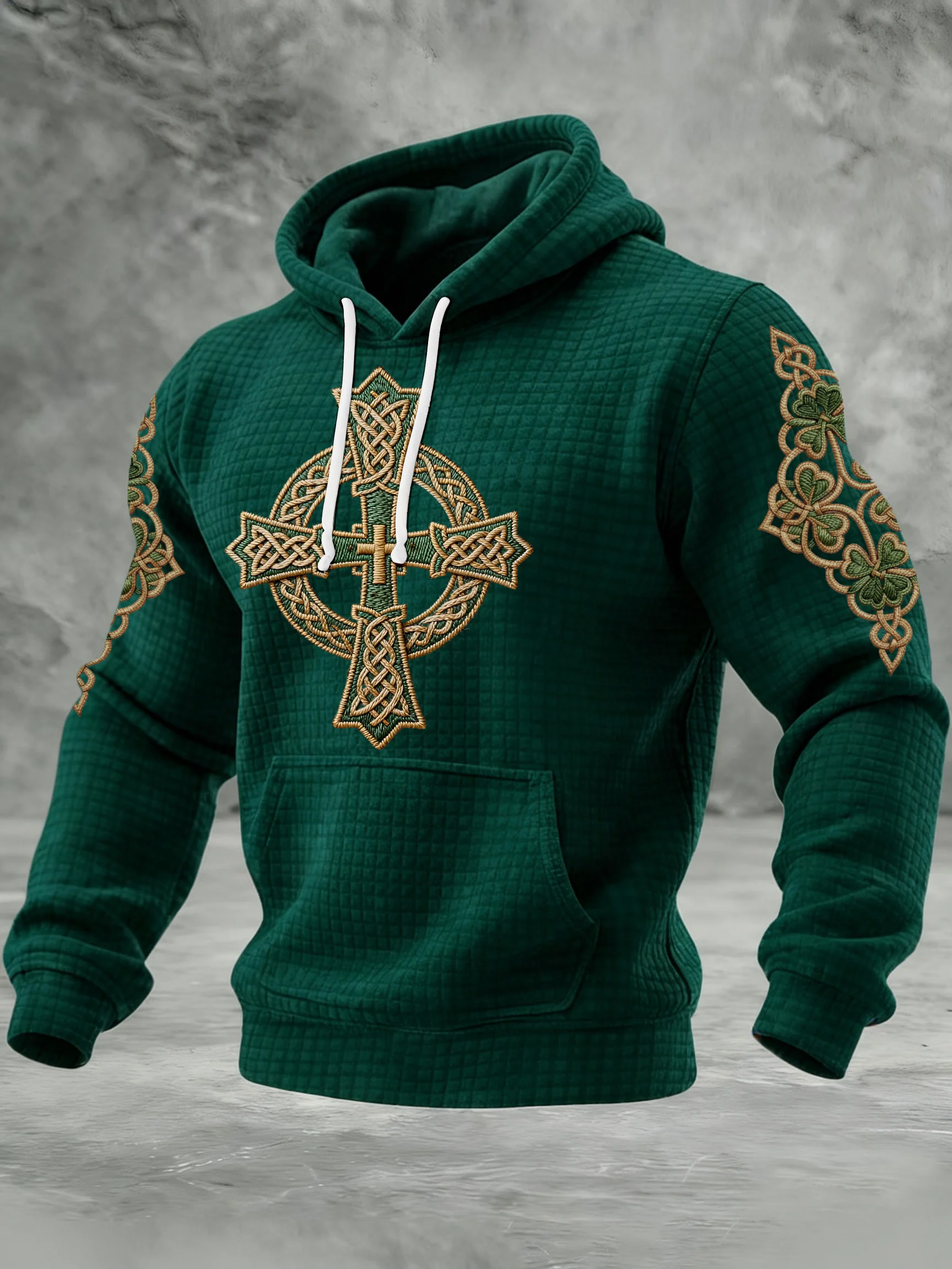Men's St. Patrick's Day Printed Waffle Knit Hoodie-Fast Shipping