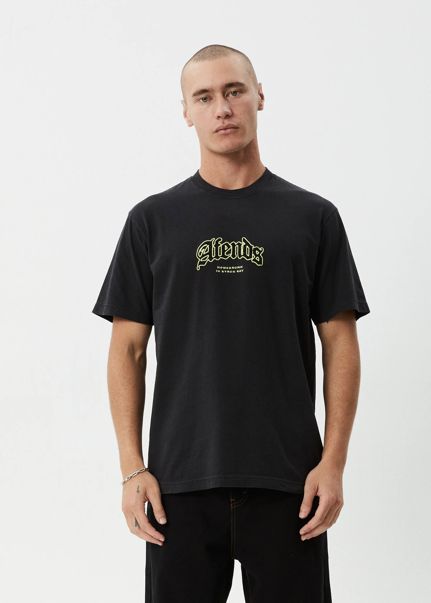 AFENDS Mens Home - Retro Tee - Stone Black