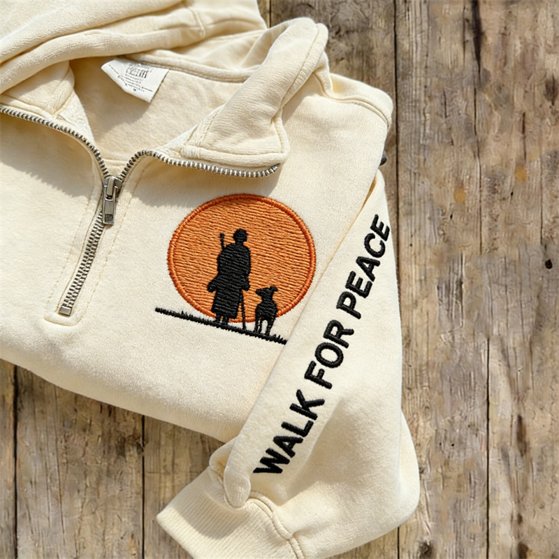Walk For Peace Monk & Dog Zip Up Sweatshirt