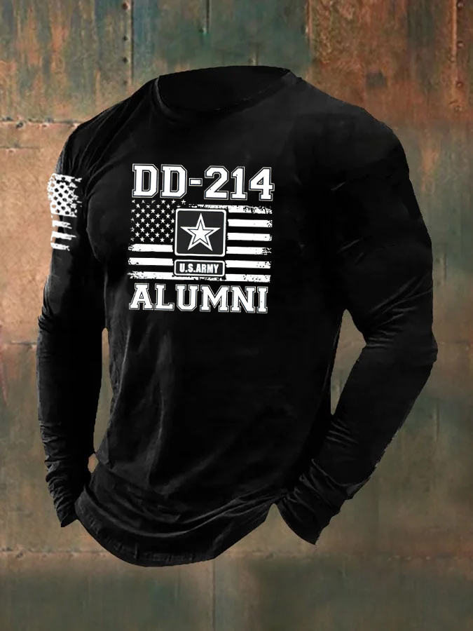 Men's DD214 Alumni Pattern Long Sleeve T-Shirt
