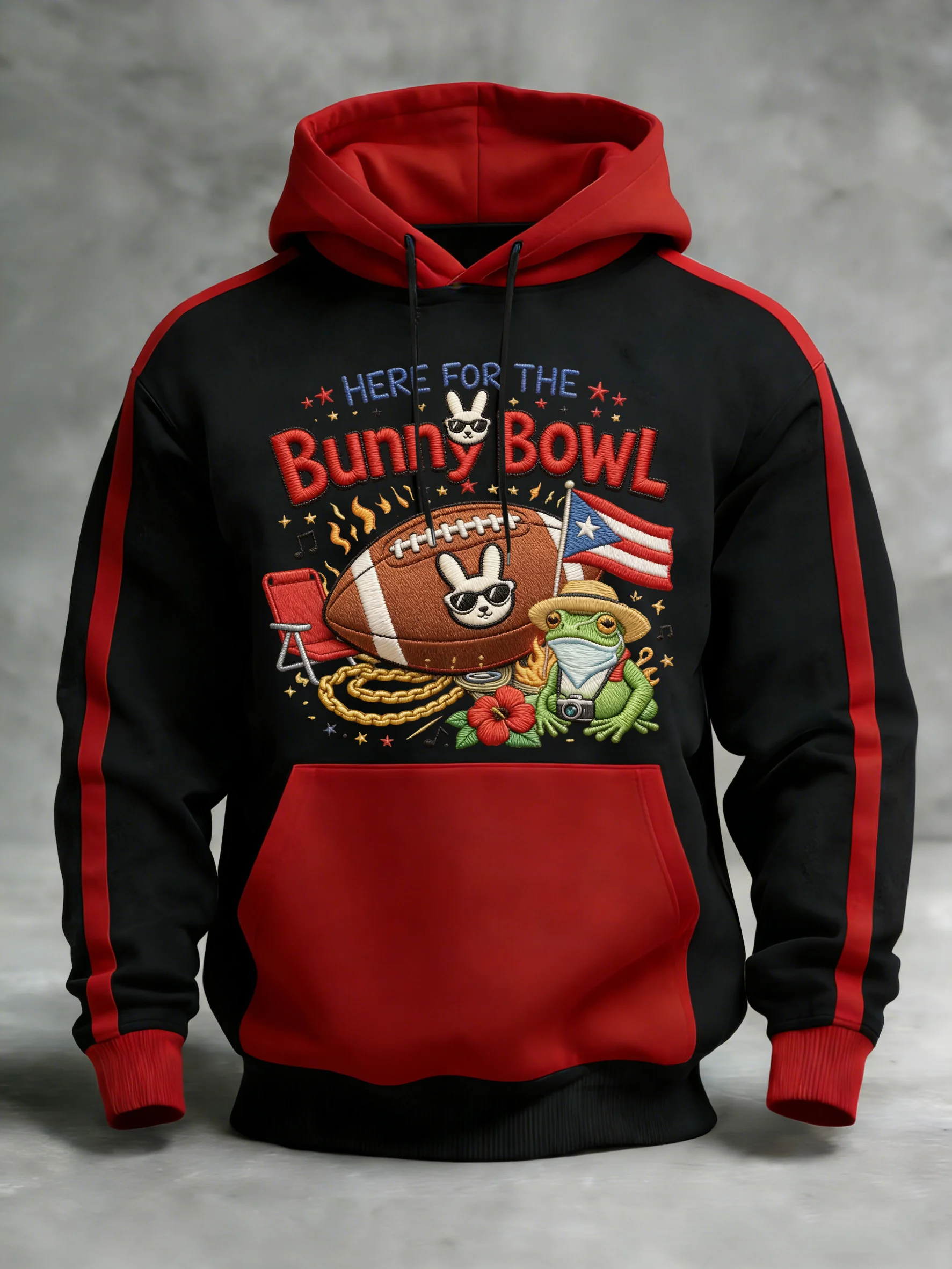 Men's Retro Text Print Hooded Sweatshirt