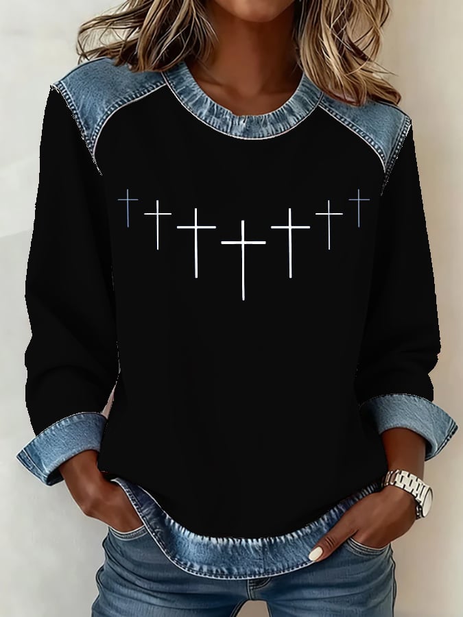 Women's casual sweatshirt with faith-inspired print