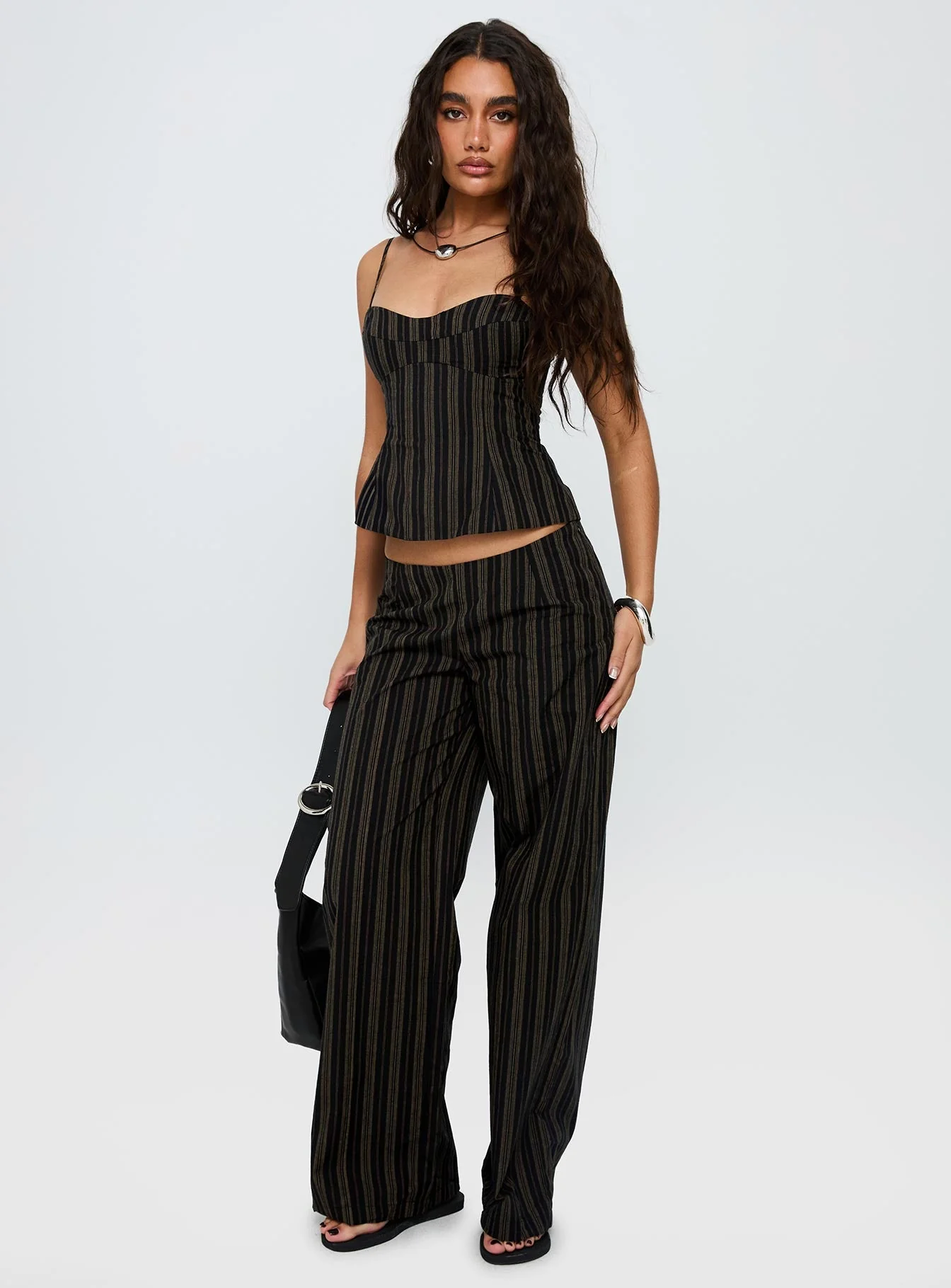 Kierstyn Corset Set Black Stripe