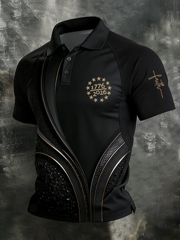 Men's Faith Geometric Print Polo Shirt