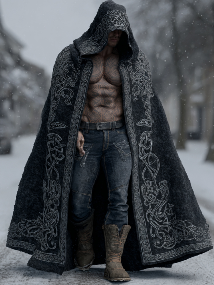 Men's Viking Style Celtic Knot Ancient Hooded Cloak