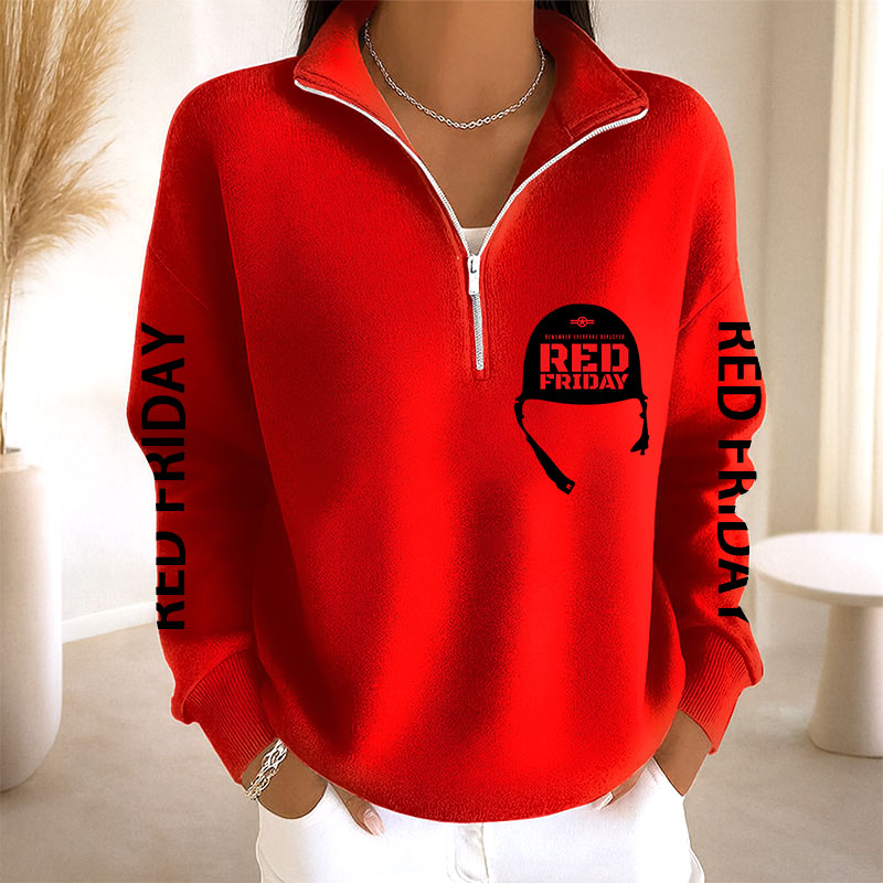 Women's Red Friday Print Casual Sweatshirt