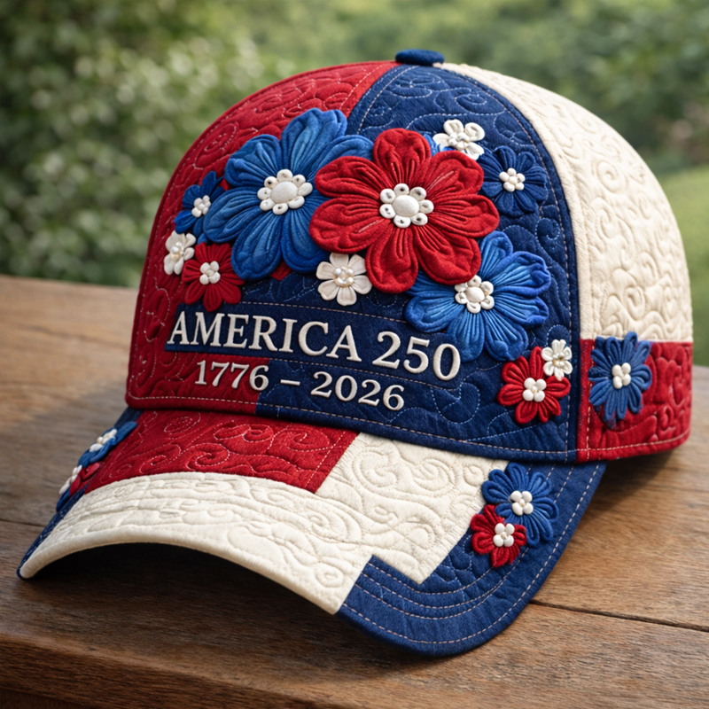 250th Anniversary Floral Flag Art Printed Casual Hat