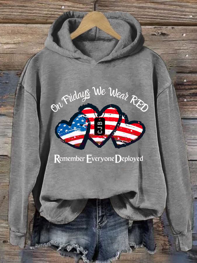 Women's On Fridays We Wear RED Print Hoodie
