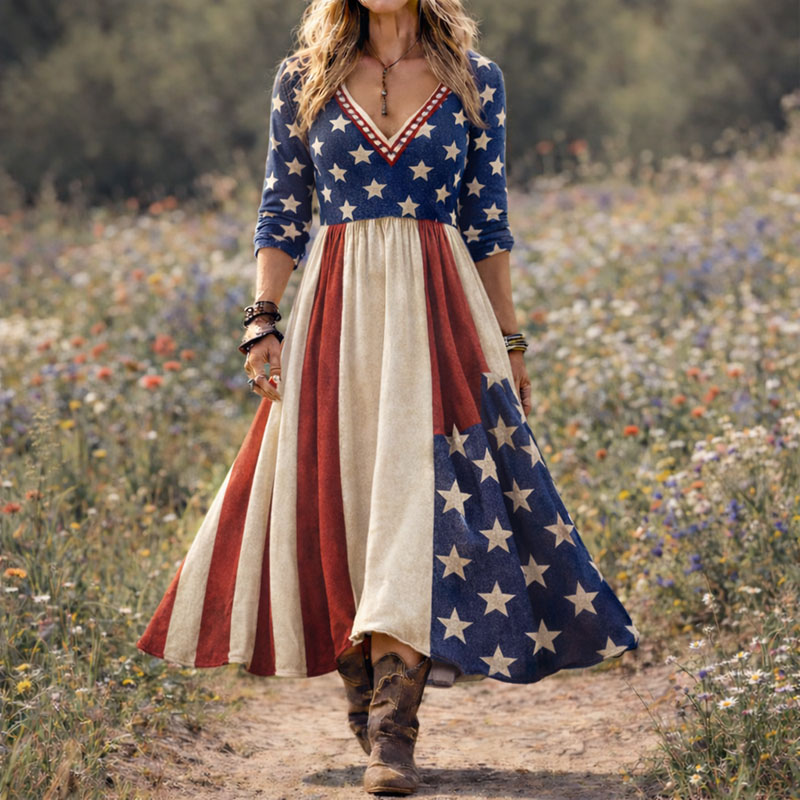 American Art and Leisure Print Casual Dress