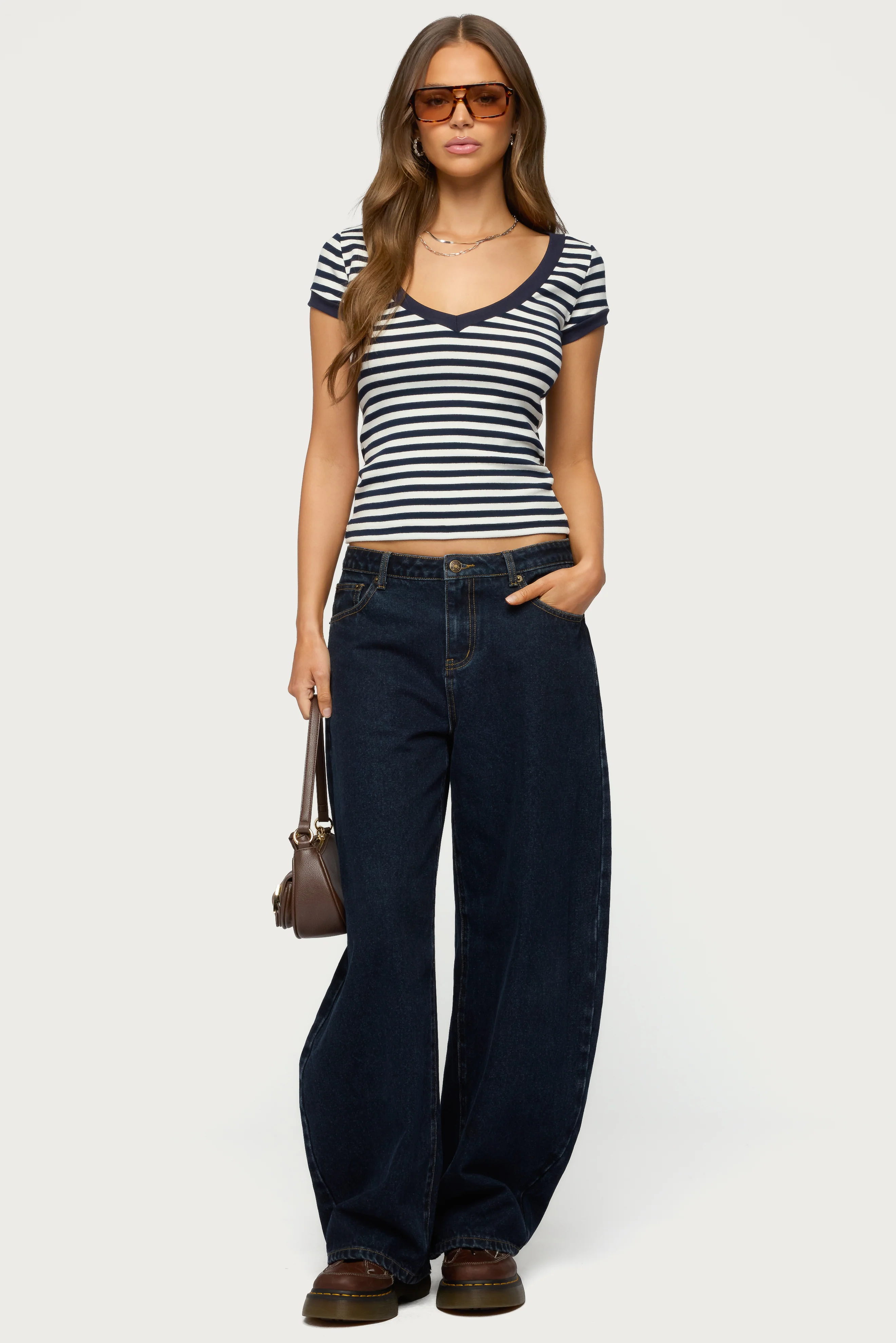 Antonela Striped V Neck T Shirt