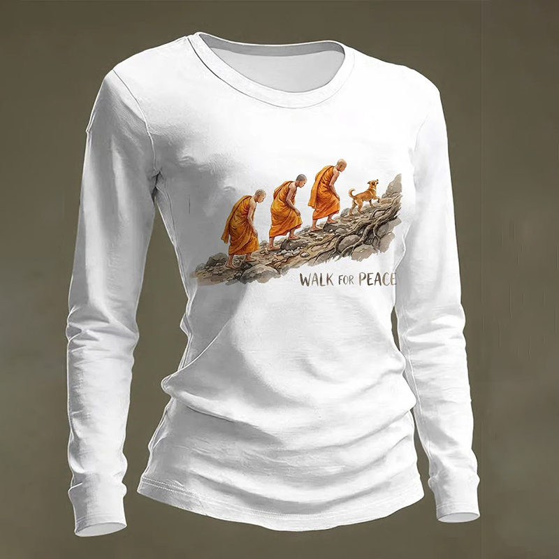 Women's Walk For Peace Print Casual Long-sleeve T-shirt