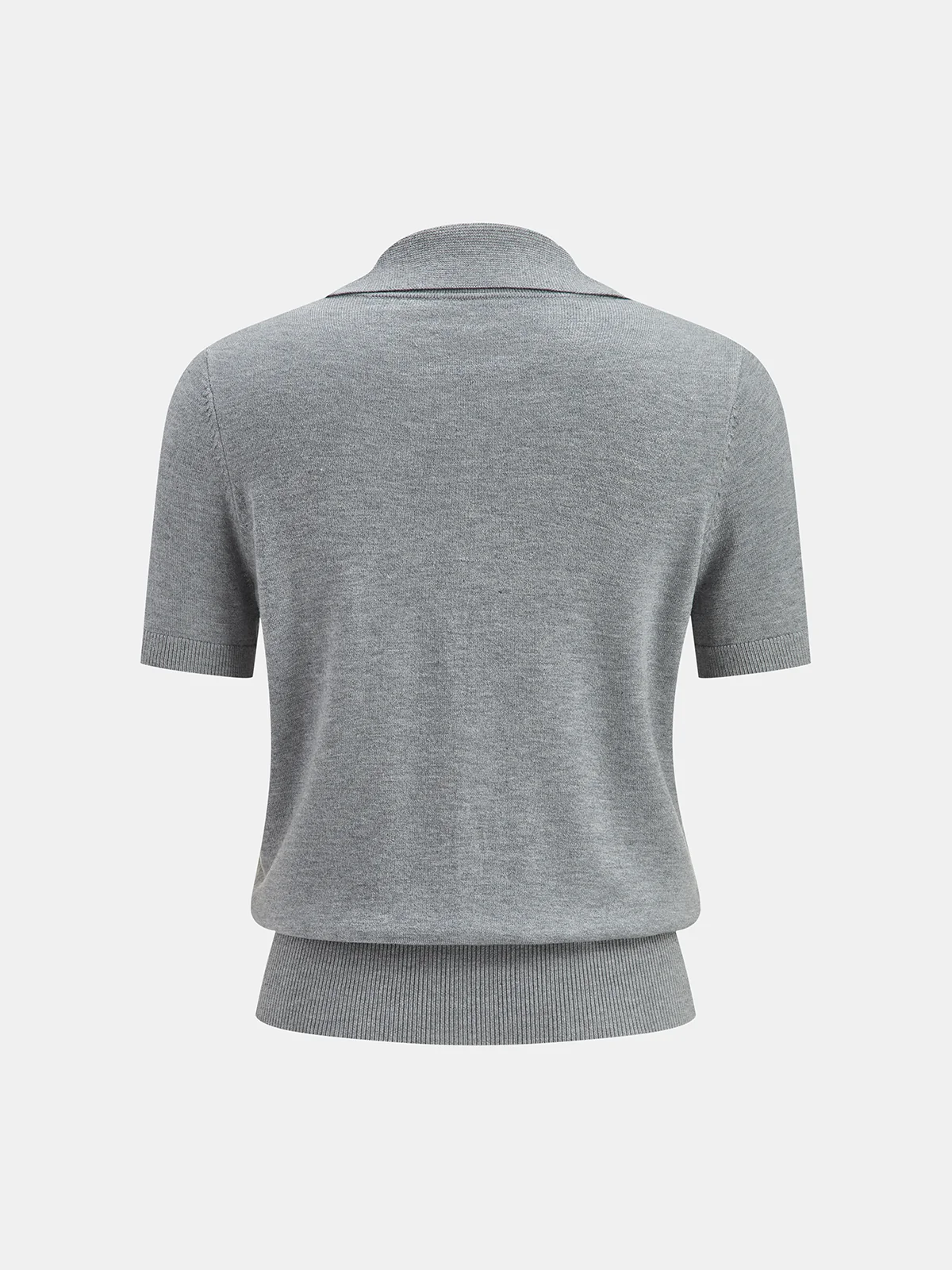 Metal Button Wool-Blend Collared Knit Cardigan