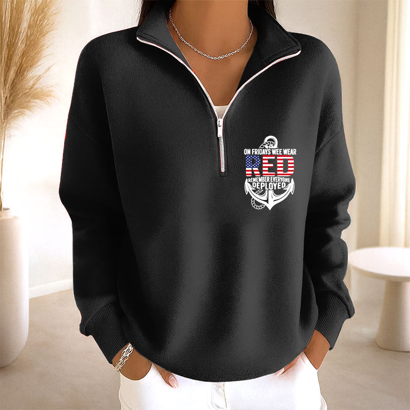 Women's Red Friday Print Casual Sweatshirt