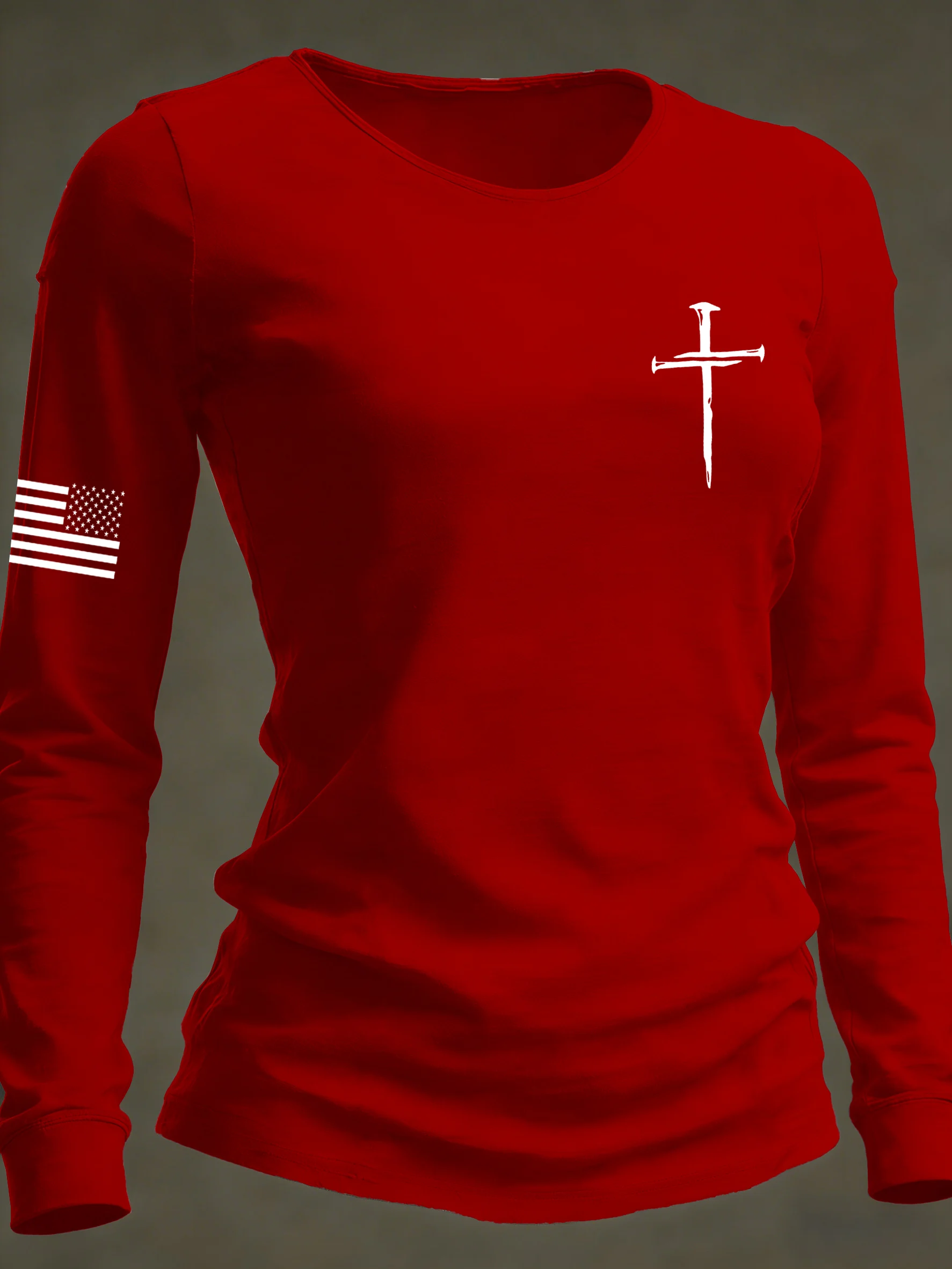 Women's Vintage Faith Cross Print Casual Long-Sleeved T-Shirt-Fast Shipping