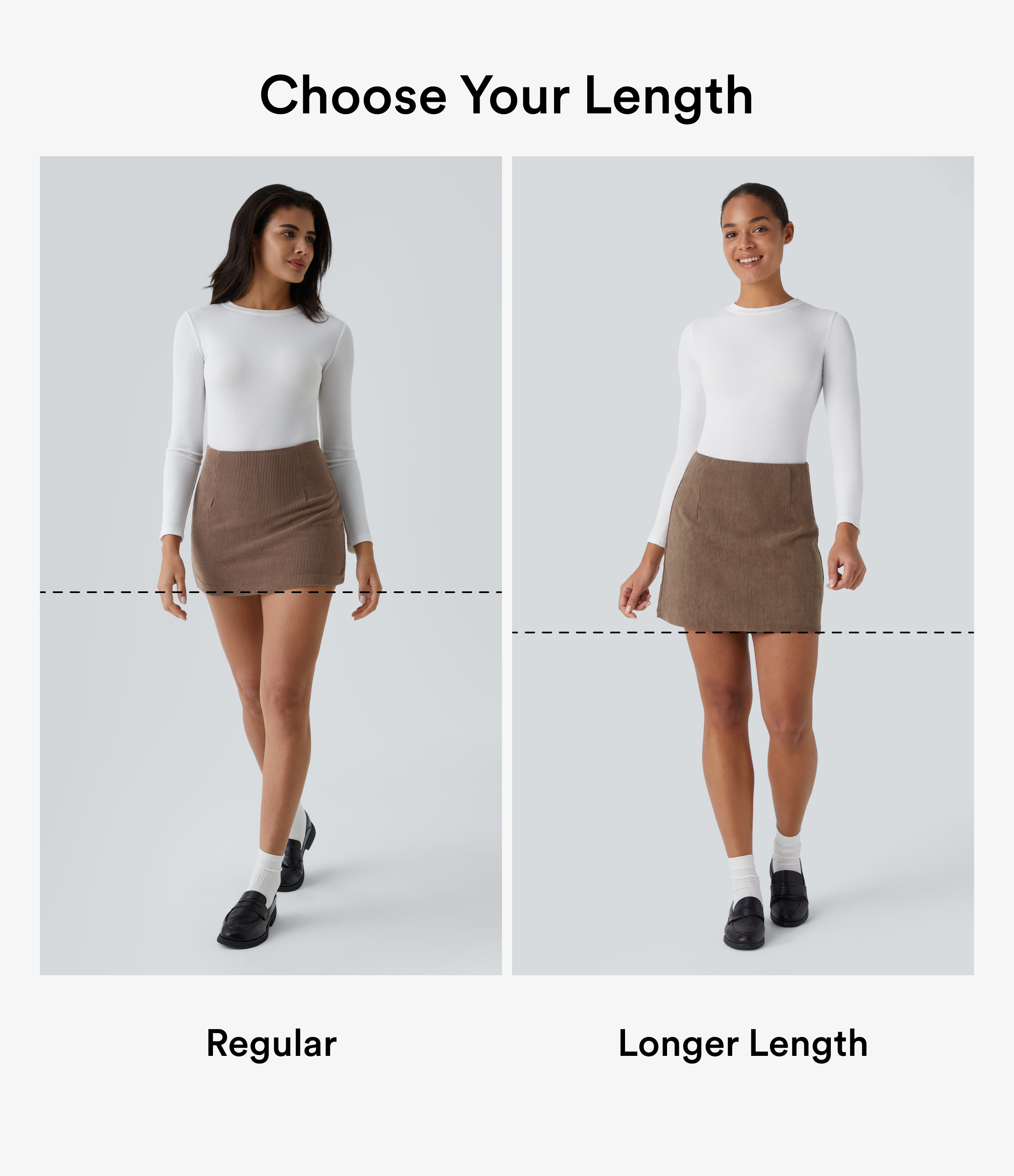 High Waisted 2-in-1 A Line Mini Corduroy Casual Skirt-Longer Length