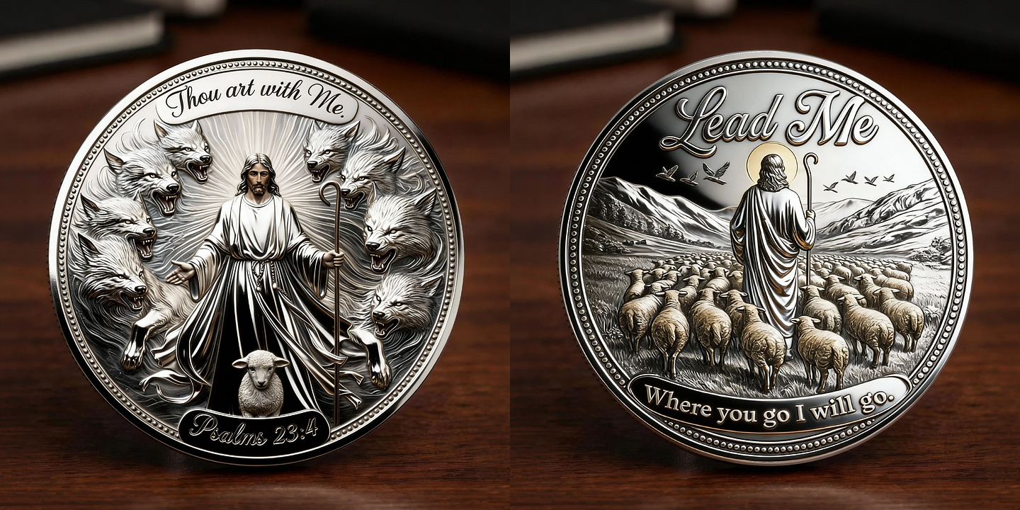 🏆Flash Sale 60% OFF -“Thou Art With Me” – The Good Shepherd Faith Commemorative Coin ✝️🐑