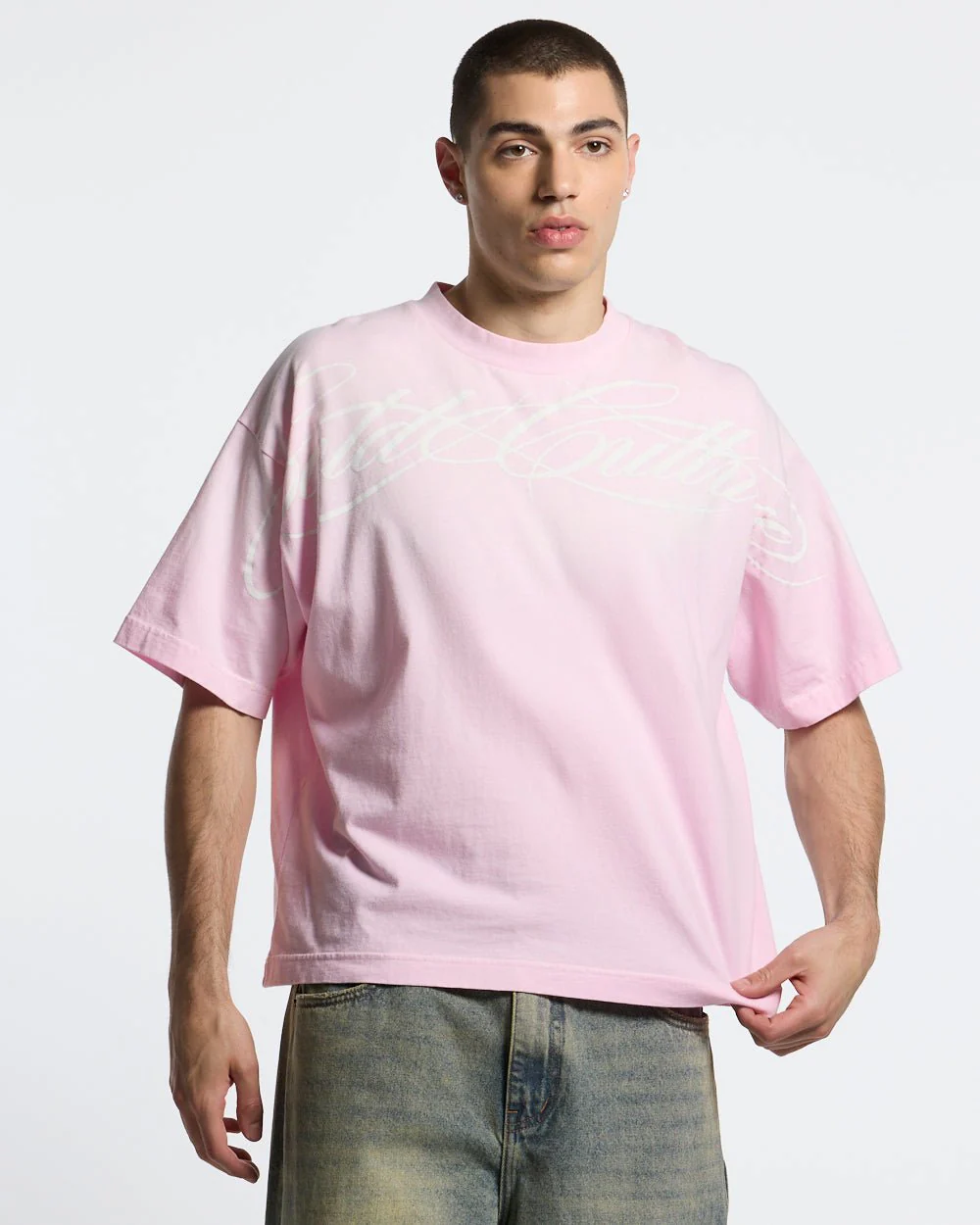 CROSSED SCRIPT TEE PINK